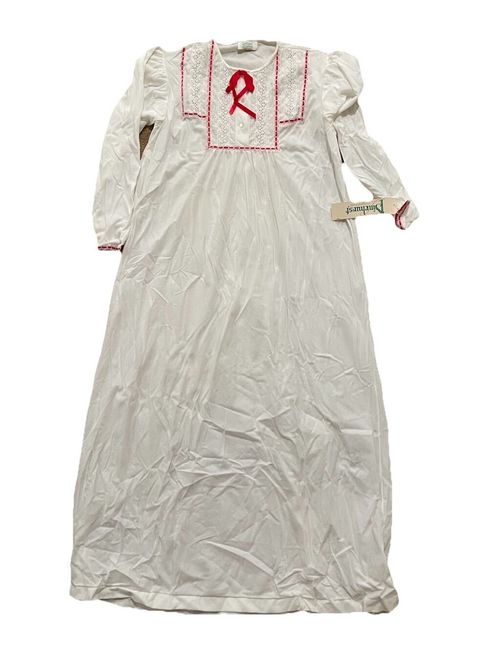 Vintage Pinehurst White Red Lingerie Gown Nightgown Size M Medium NWT USA Made